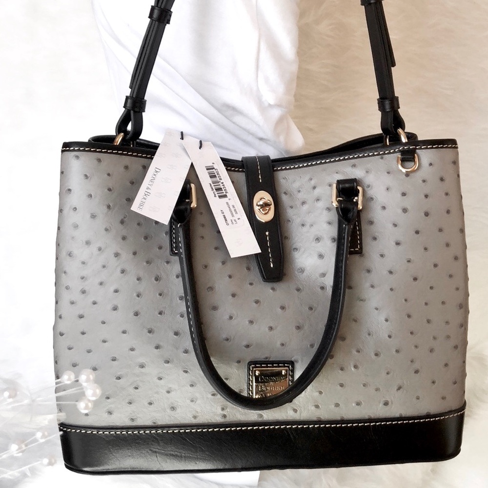 🖤New Dooney & Bourke 🖤Perry Ostrich Satchel Grey - Picture 6 of 6